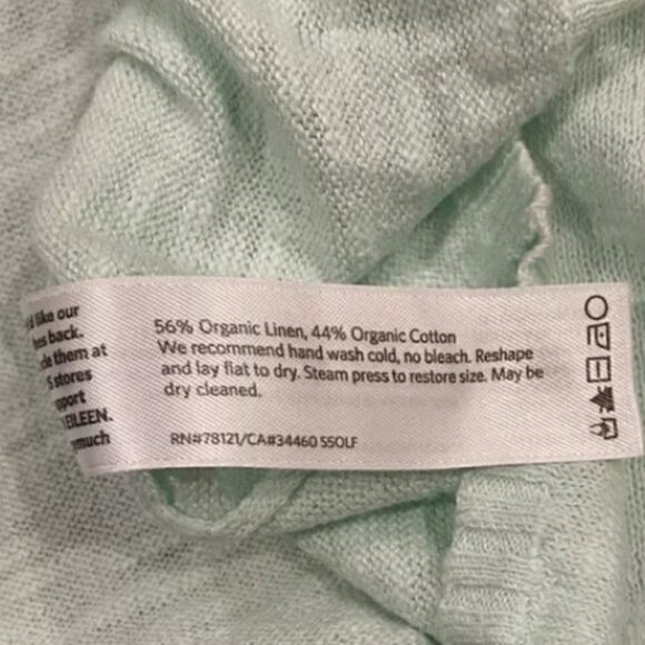 EILEEN FISHER Organic Linen Blend Knit Top Lightweight Sweater Light Green Small - Picture 6 of 7